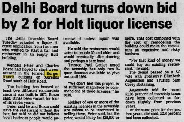 Burger Ranch - Jan 1983 Article For Delhi Twp Location (newer photo)